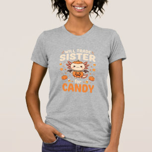 Axolotl Halloween Candy Trade Vector Design_1 T-Shirt