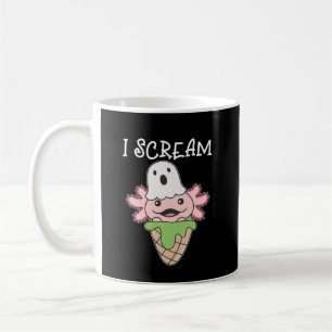 Axolotl Halloween Ghost I Scream Ice Pun Coffee Mug