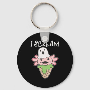 Axolotl Halloween Ghost I Scream Ice Pun Key Ring