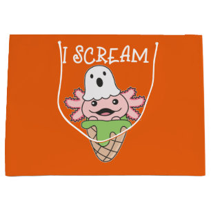 Axolotl Halloween Ghost I Scream Ice Pun Large Gift Bag