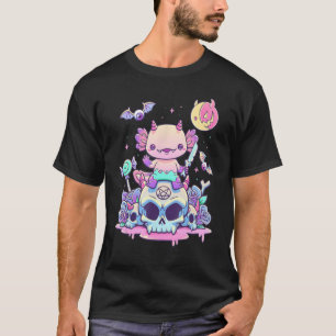 Axolotl Halloween Skull Creepy Axolotl Pastel Goth T-Shirt