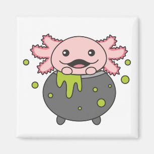 Axolotl Happy Halloween Cauldron Bat Magnet