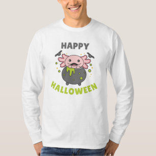 Axolotl Happy Halloween Cauldron Bat T-Shirt
