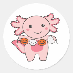 Axolotl Happy Halloween Pumpkin Bat Costume Classic Round Sticker