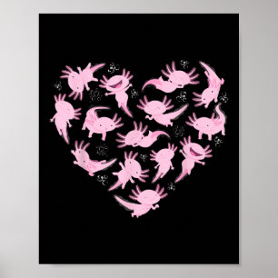 Axolotl Heart For Kids Axolotl Lover Axolotl Kawai Poster