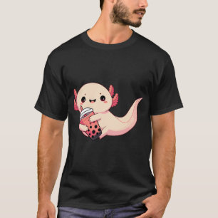 Axolotl Holding Boba Tea T-Shirt