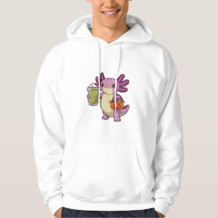 Axolotl Holding Halloween Basket and Matcha  Hoodie