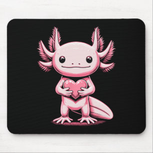 Axolotl Holding Heart Valentine's Day Cute Valenti Mouse Pad
