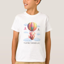 Axolotl in a colourful hot air balloon