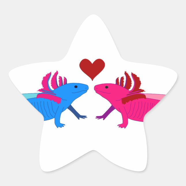 Axolotl in Love Star Sticker (Front)