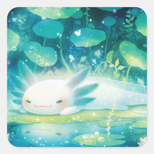 Axolotl in the Magic Pond Square Sticker