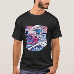 Axolotl Is Surfing Japanese Great Wave Axolotl Ani T-Shirt