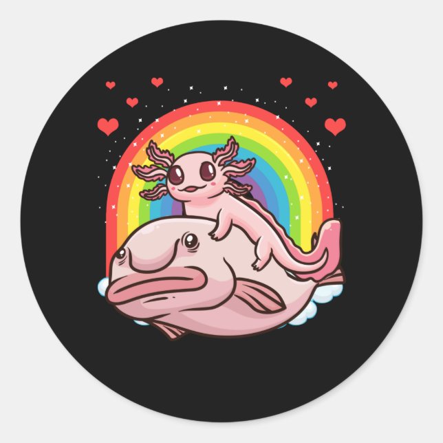 Axolotl Kawaii Blobfish Classic Round Sticker (Front)
