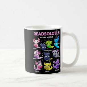 Axolotl kawaii readsolotl of the world axolotls coffee mug