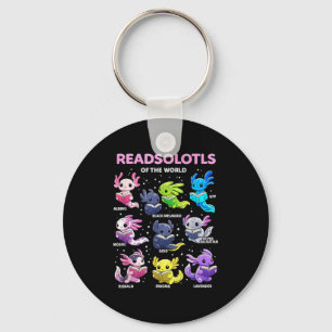 Axolotl kawaii readsolotl of the world axolotls key ring