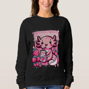 Axolotl Kawaii Strawberry Milk Shake Anime Axolotl Sweatshirt