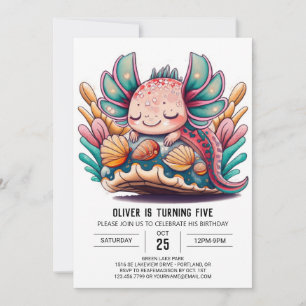 Axolotl Kids Birthday Invitation