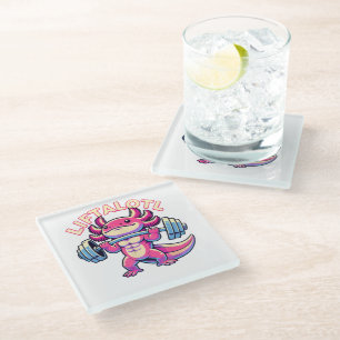 Axolotl LIFTALOTL Glass Coaster