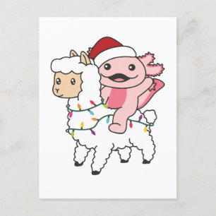 Axolotl Llama Alpaca Christmas Winter Animals Holi Holiday Postcard