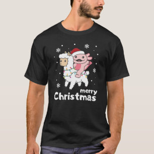 Axolotl Llama Alpaca Merry Christmas Animals T-Shirt