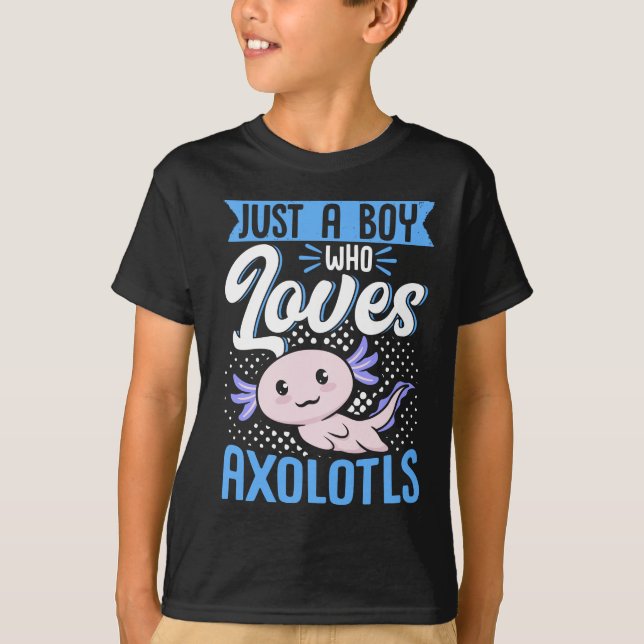 Axolotl Lover Just A Boy Who Loves Axolotls Kawaii T-Shirt (Front)