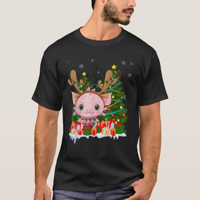 Axolotl Lover Matching Xmas Lighting Axolotl Chris T-Shirt (Front)