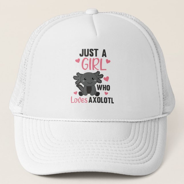 Axolotl Lovers Sweet Animals For Girls Pink Trucker Hat (Front)