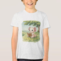 Axolotl Loves Reading – Watercolor Kids’ Tee