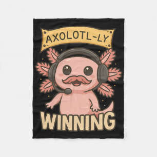 Axolotl-ly Winning Funny Gamer Design For Axolotl Fleece Blanket