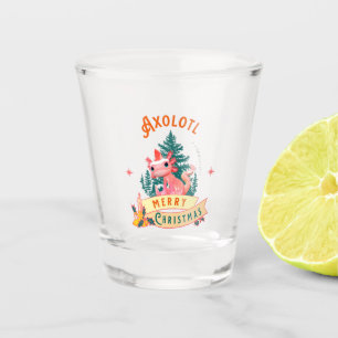Axolotl Merry Christmas Cute Santa Hat Shot Glass