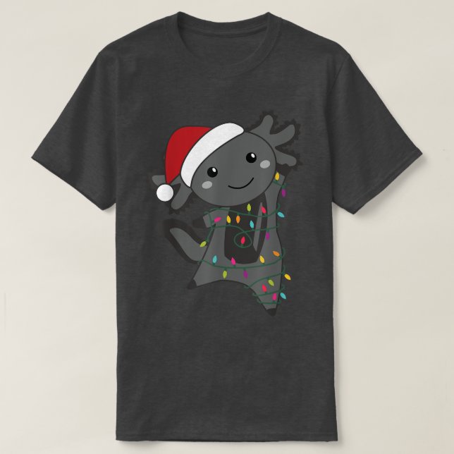 Axolotl Merry Christmas Fairy Lights Sweet Animals T-Shirt (Design Front)