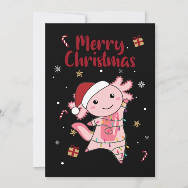 Axolotl Merry Christmas Winter Animals Axolotls Ad Holiday Card (Front)