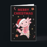 Axolotl Merry Christmas Winter Animals Axolotls Ad Holiday Card<br><div class="desc">The axolotl for Christmas with fairy lights. Funny animals with gifts and snow for the holidays. Also funny for Christmas in July. Axolotls are cute animals and perfect for Christmas.</div>