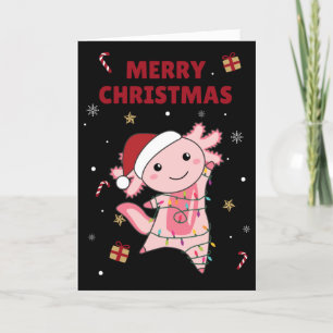 Axolotl Merry Christmas Winter Animals Axolotls Ad Holiday Card