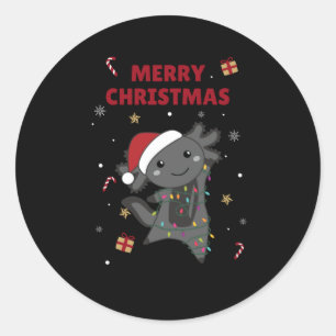 Axolotl Merry Christmas Winter Animals Axolotls Classic Round Sticker