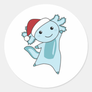 Axolotl Merry Christmas Winter Animals Axolotls Classic Round Sticker