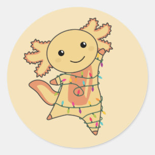 Axolotl Merry Christmas Winter Animals Axolotls Classic Round Sticker