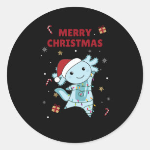 Axolotl Merry Christmas Winter Animals Axolotls Classic Round Sticker