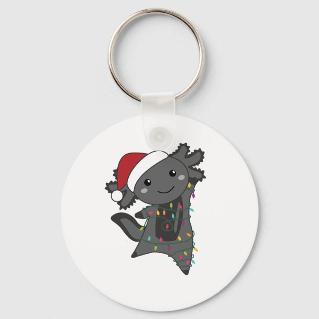 Axolotl Merry Christmas Winter Animals Axolotls Key Ring (Front)