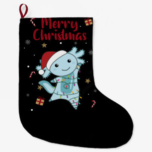 Axolotl Merry Christmas Winter Animals Axolotls Large Christmas Stocking