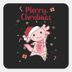 Axolotl Merry Christmas Winter Animals Axolotls Square Sticker