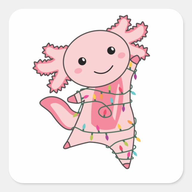 Axolotl Merry Christmas Winter Animals Axolotls Square Sticker (Front)