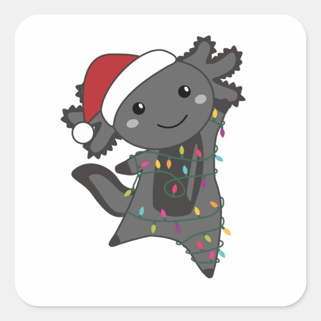 Axolotl Merry Christmas Winter Animals Axolotls Square Sticker (Front)