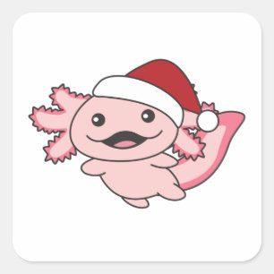 Axolotl Merry Christmas Winter Axolotl Square Stic Sticker