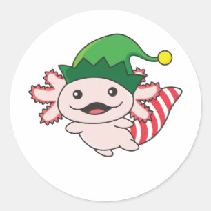 Axolotl Merry Christmas Winter Elf Axolotl Classic Round Sticker