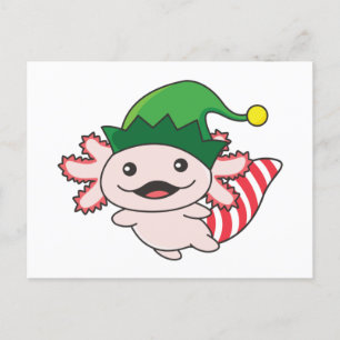 Axolotl Merry Christmas Winter Elf Axolotl Coffee Holiday Postcard