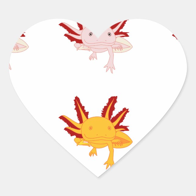 Axolotl Muster Heart Sticker (Front)