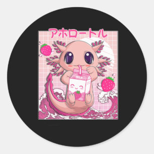 Axolotl Pastel Goth Strawberry Milk Shake Anime Ae Classic Round Sticker