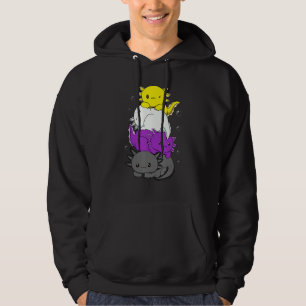 Axolotl Pile Non Binary Flag Agender Genderqueer P Hoodie