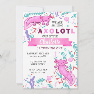 Axolotl Pink Birthday Invite